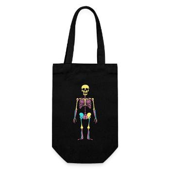 Skelett Comic Halloween Symbol - Geschenkbeutel für Flaschen - Schwarz - Vorne