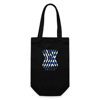 Greece Flag Hellas Athens Greek Flag - Gift Bag for Bottles - black - Front