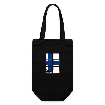 Finnland Flagge Suomi Finnische Fahne Used Look - Geschenkbeutel für Flaschen - Schwarz - Vorne