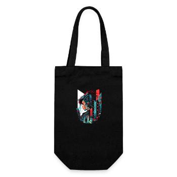 Surreale futuristische Cyber Comic Stadt - Geschenkbeutel für Flaschen - Schwarz - Vorne