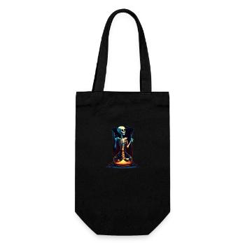 Menschliches Skelett als Sanduhr - Horror Comic - Geschenkbeutel für Flaschen - Schwarz - Vorne