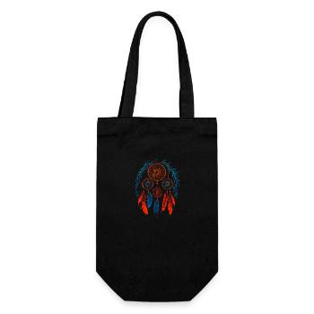 Dreamcatcher traditional on orange and blue - Gift Bag for Bottles - black - Front