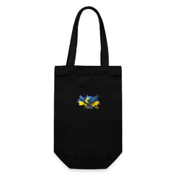 Ukrainische Flagge mit Friedenstaube - Geschenkbeutel für Flaschen - Schwarz - Vorne