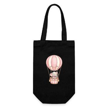 Bébé éléphant en montgolfière rose - Sac à bouteille - noir - Devant