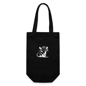 Rat mignon avec de grands yeux et de grandes oreilles - Sac à bouteille - noir - Devant