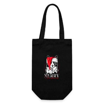 Père Noël Border Collie Joyeux Noël Chiens Wilsigns - Sac à bouteille - noir - Devant