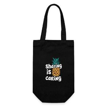 Ananas tropische hawaiianische Frucht - Geschenkbeutel für Flaschen - Schwarz - Vorne