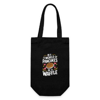 Waffeln Frühstück Süßigkeiten - Geschenkbeutel für Flaschen - Schwarz - Vorne