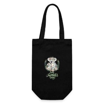 Koala Lover Hug Floral Mum Happy Mother's Day - Geschenkbeutel für Flaschen - Schwarz - Vorne