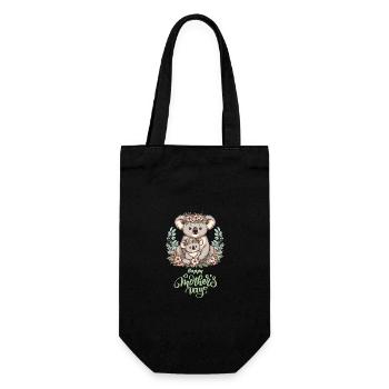 Koala Lover Hug Floral Mum Happy Mother's Day - Geschenkbeutel für Flaschen - Schwarz - Vorne