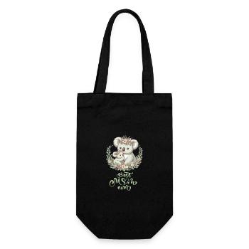 Best Mom Ever Koala Embrace Floral Wreath - Geschenkbeutel für Flaschen - Schwarz - Vorne