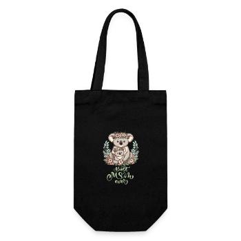 Best Mom Ever Koala Embrace Floral Wreath - Geschenkbeutel für Flaschen - Schwarz - Vorne