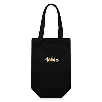 Ananas Aloha - Geschenkbeutel für Flaschen - Schwarz - Vorne