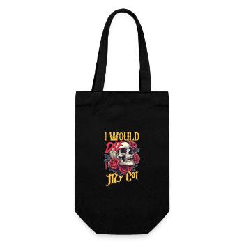 Ich würde für meine Katze sterben Totenkopf Rosen Kunst - Geschenkbeutel für Flaschen - Schwarz - Vorne