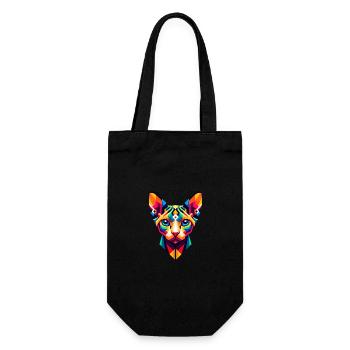 Geometric Sphynx Cat: Vibrant Abstract Portrait - Gift Bag for Bottles - black - Front