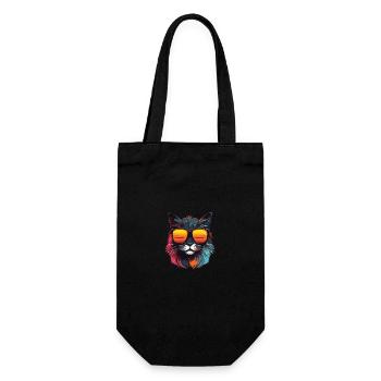 Tête de chat Cool - Sac à bouteille - noir - Devant