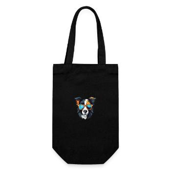Border Collie Tête De Chien Cool - Sac à bouteille - noir - Devant