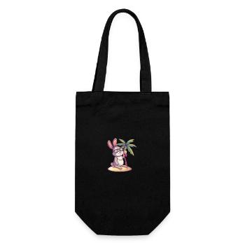 Bunny Summer Beach Comic - Gift Bag for Bottles - black - Front
