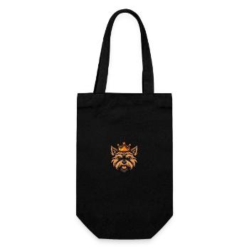 Yorkshire Terrier Hund Kopf Krone - Geschenkbeutel für Flaschen - Schwarz - Vorne