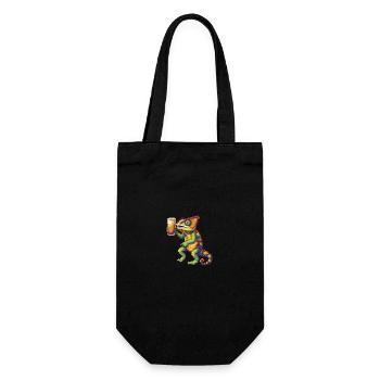 Chameleon Bier Pixel - Geschenkbeutel für Flaschen - Schwarz - Vorne