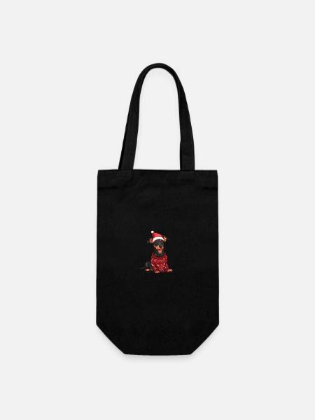 Bande dessinée de Noël Doberman Dog - Sac à bouteille - noir