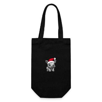 Rhinocéros Noël mignon - Sac à bouteille - noir - Devant