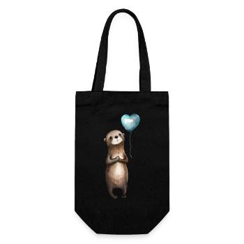 Otter Herz Aquarell - Geschenkbeutel für Flaschen - Schwarz - Vorne