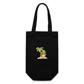 Turtle, Island, Summer, Palm - Gift Bag for Bottles - black - Front
