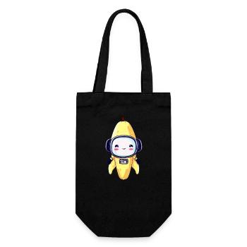 Kawaii Banane - Cyborg, Roboter, Astronaut, - Geschenkbeutel für Flaschen - Schwarz - Vorne