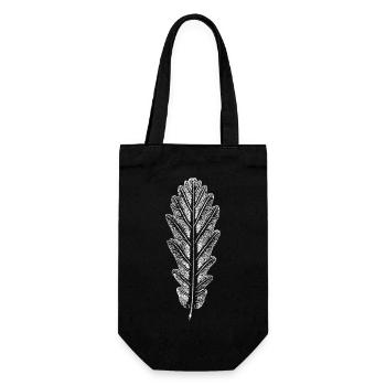 Eiche Blatt / Blätter Abdruck - Geschenkbeutel für Flaschen - Schwarz - Vorne