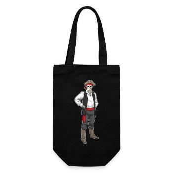 Squelette Halloween Pirate - Sac à bouteille - noir - Devant