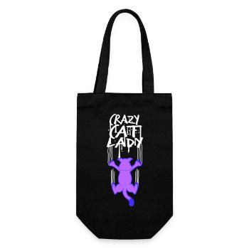 Chat fou Dame Texte Folle Femme Chats Amour - Sac à bouteille - noir - Devant