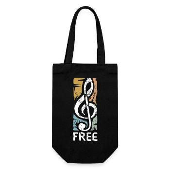 Notenschlüssel Free – Musik im Vintage-Stil - Geschenkbeutel für Flaschen - Schwarz - Vorne