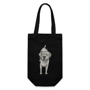 Silberner Labrador Retriever Silberner Lab - Geschenkbeutel für Flaschen - Schwarz - Vorne