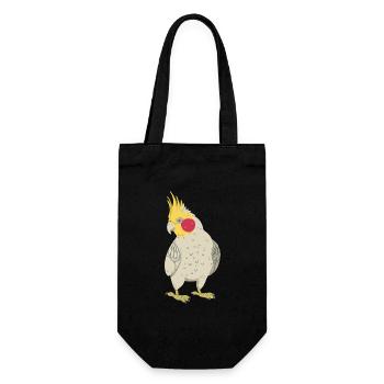 Nymphensittich - Geschenkbeutel für Flaschen - Schwarz - Vorne