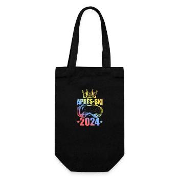 Apres Ski 2024 Berge Spruch Bunt - Geschenkbeutel für Flaschen - Schwarz - Vorne