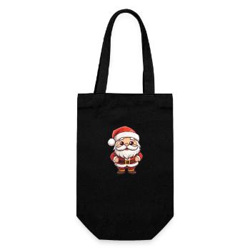 Cute little Santa Claus with beard and hat - Gift Bag for Bottles - black - Front