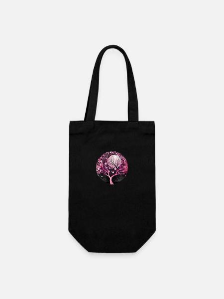 Nature Geometry Cherry Blossom - Geschenkbeutel für Flaschen - Schwarz