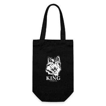 Islandhund King of everything Hunde Wilsigns - Geschenkbeutel für Flaschen - Schwarz - Vorne