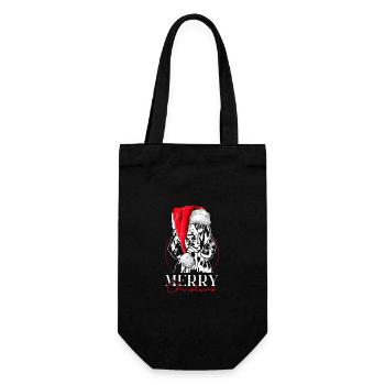 Santa Welsh Springer Spaniel Merry Christmas - Gift Bag for Bottles - black - Front
