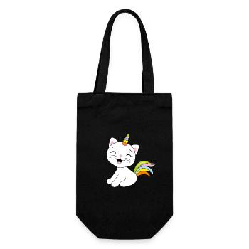 Cute smiling cat unicorn - Gift Bag for Bottles - black - Front