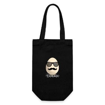 Tamago - Oeuf avec lunettes de soleil et moustache - Sac à bouteille - noir - Devant