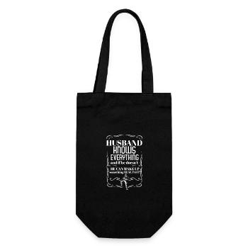 Husband Knows Everything Best Dad Ever Funny - Geschenkbeutel für Flaschen - Schwarz - Vorne