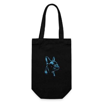 French Bulldog blue - Gift Bag for Bottles - black - Front