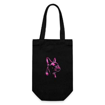 French bulldog drawing head pink - Gift Bag for Bottles - black - Front