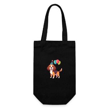 Beagle Hunde Geburtstag Comic - Geschenkbeutel für Flaschen - Schwarz - Vorne