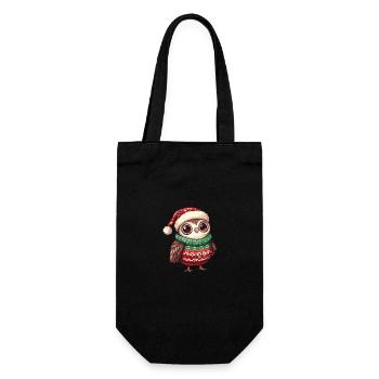 Eule Weihnachten Comic - Geschenkbeutel für Flaschen - Schwarz - Vorne