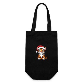 Tiger Weihnachten Niedlich - Geschenkbeutel für Flaschen - Schwarz - Vorne