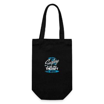 Surfing Is The Only Therapy - Gift Bag for Bottles - black - Front