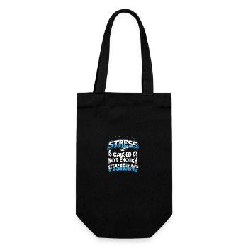 Stress is caused by not enough Fishing - Gift Bag for Bottles - black - Front